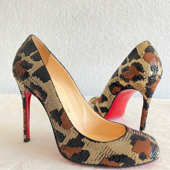 Christian Louboutin Leopard Print Sequins Pumps - Picture 5 of 12